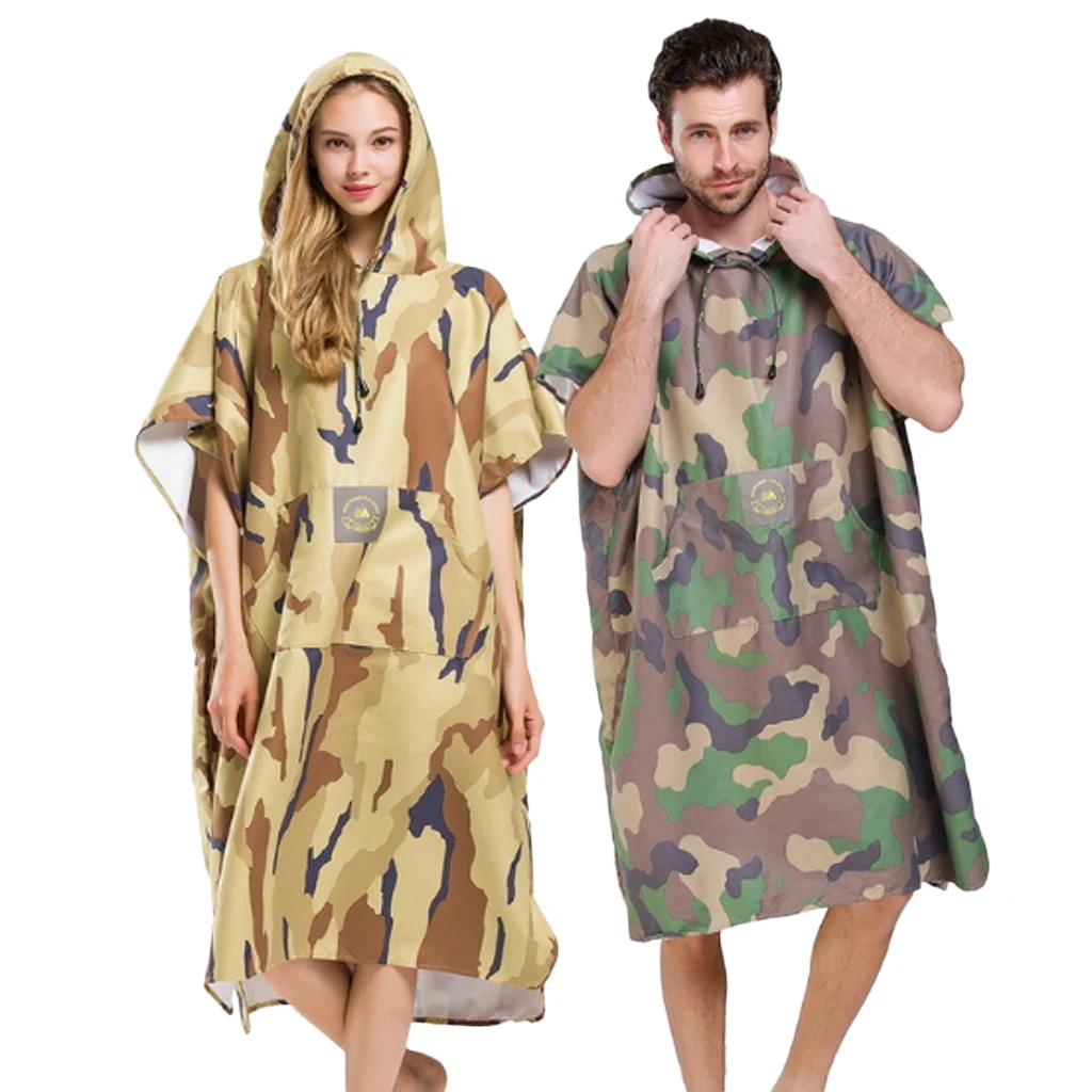 Bath Poncho Towel Camouflage Bathrobe Surfing Swimming Poncho Changing Robe Towel Unisex Adults