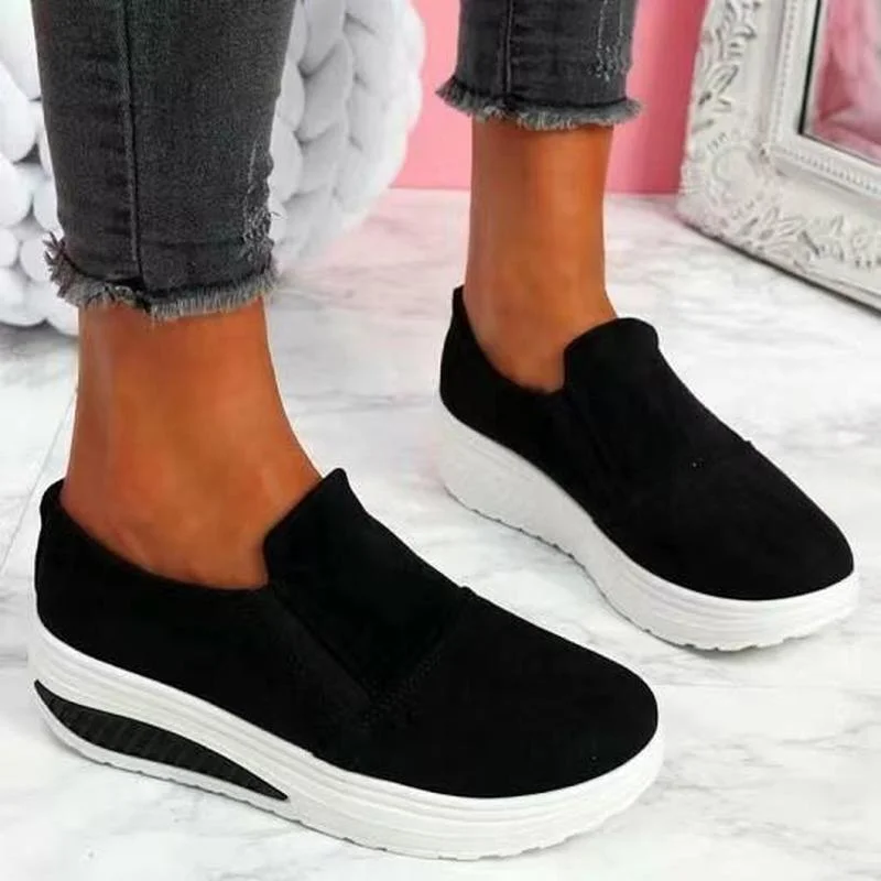 Summer Women's Single Shoes Platform Lightweight Suede Ladies Loafers Flat Platform Slip On Hiking Shallow Mouth Casual Shoes