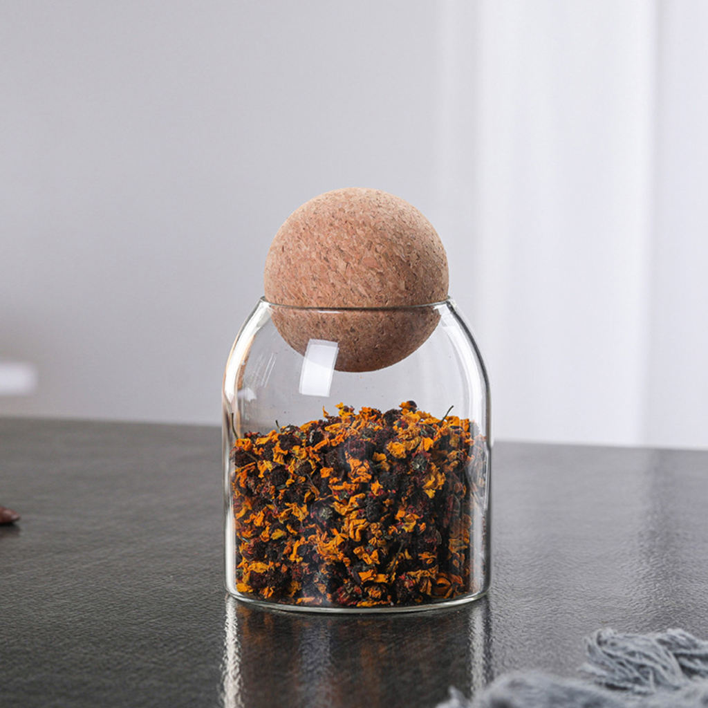 Clear Cork Borosilicate Glass Bottle Storage Sealing Jar Food Candy Coffee Bean Jar Canister Reusable