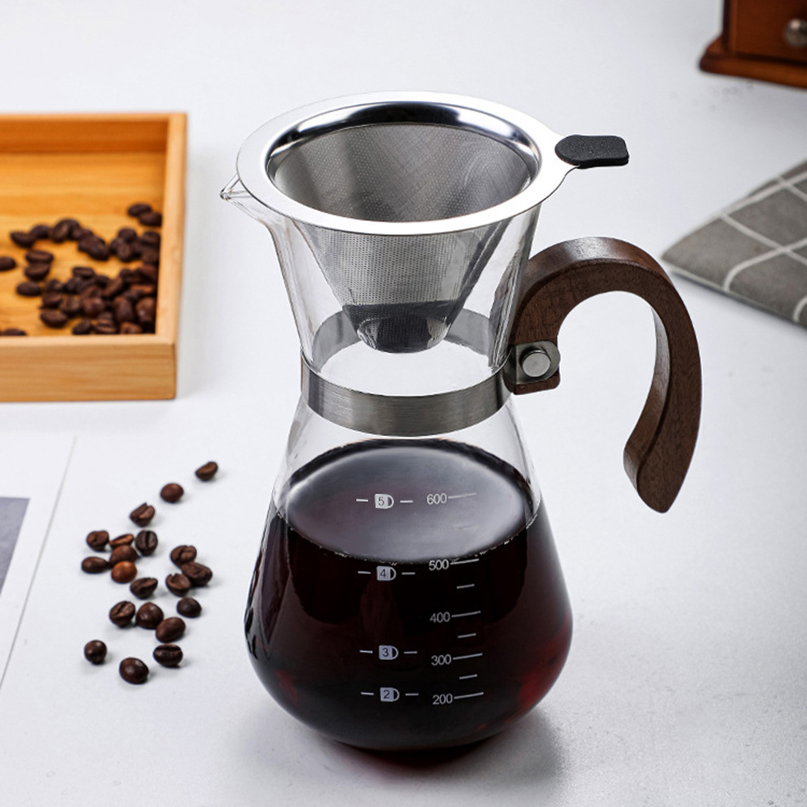 Pour Over Coffee Maker Carafe w/ Filter 