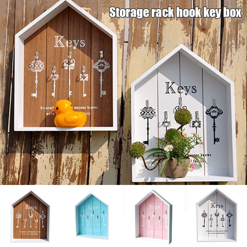 Wall Mount Key Holder Rack 5 Hook Chain Hanger Home Decor Storage Keys Organizer 