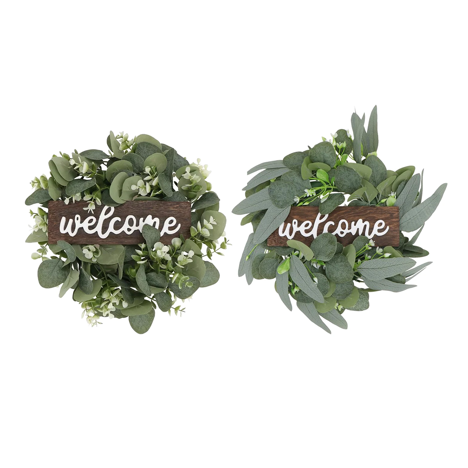 Welcome Wreath Decor Door Hanging Garland Ornament Simulation Leaf Wreath Artificial Plant Decor For Home Party
