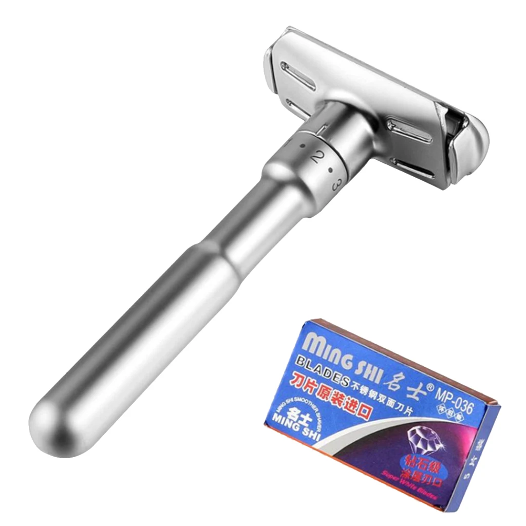 Sharpy Heavy Duty Double Edge Mens Safety Razor with 5 Stainless Steel Blades