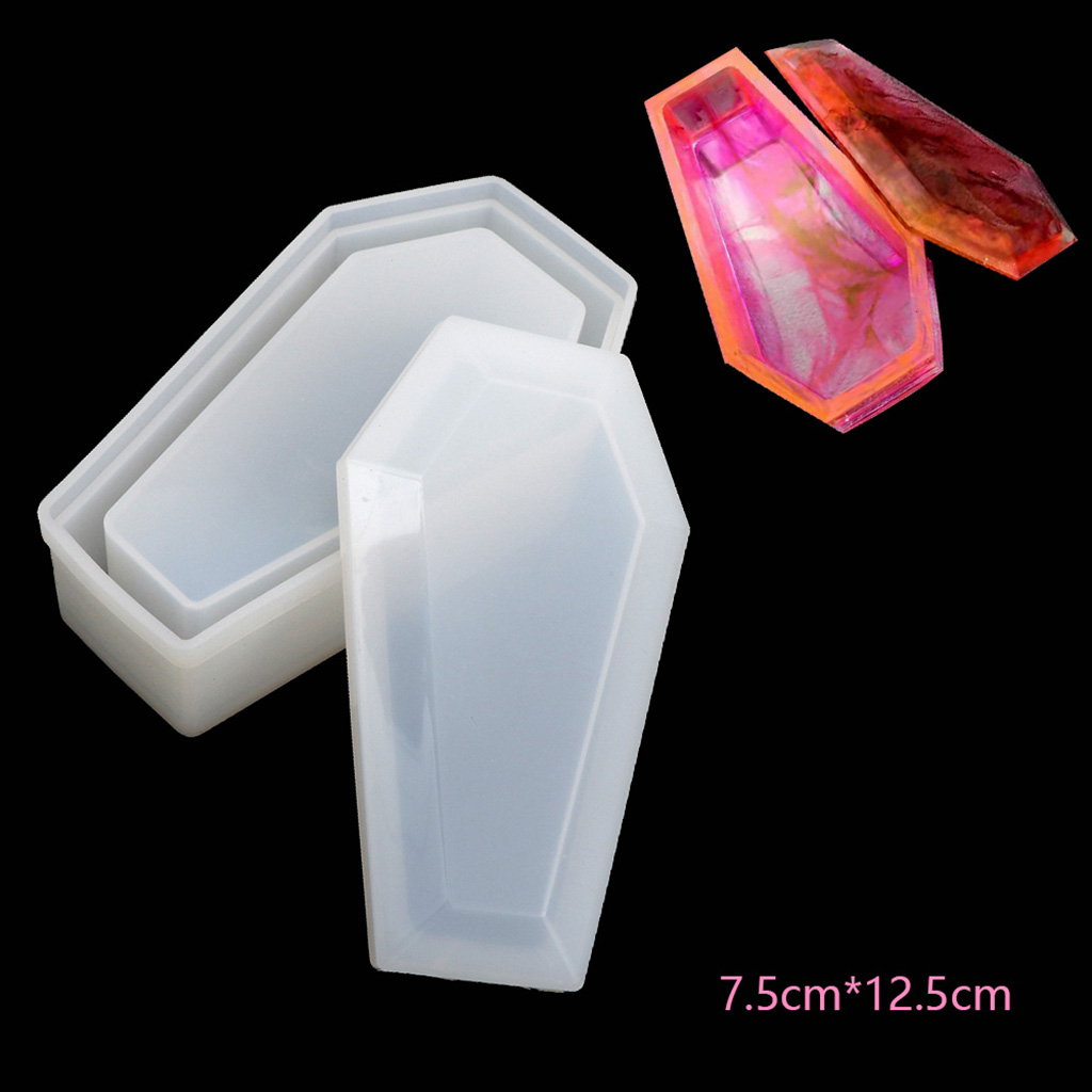 Gothic Crystal Coffin Storage Box Silicone Mold Resin for Halloween Resin Container Mold Art Supplies DIY Resin Making