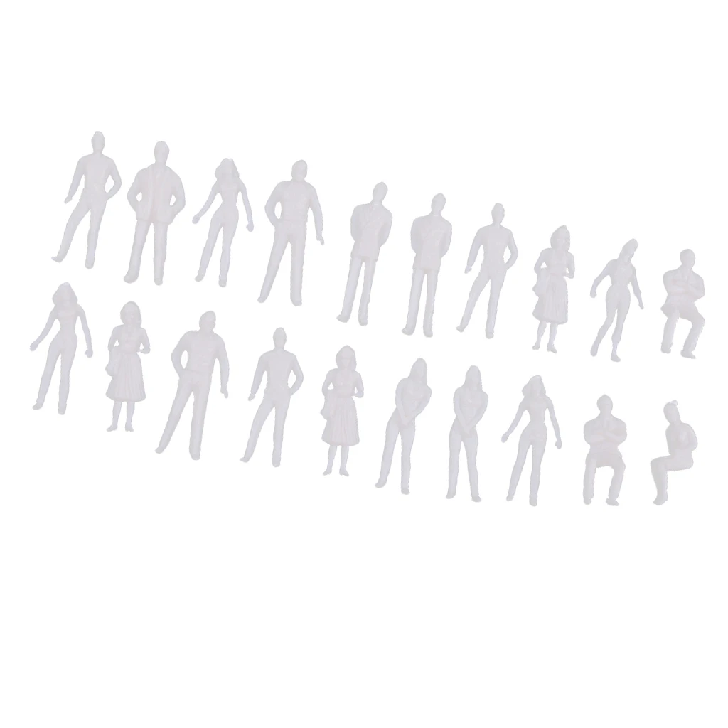 20Pcs 1/50 Unpainted Model Multi Pose People Character Miniature Figures