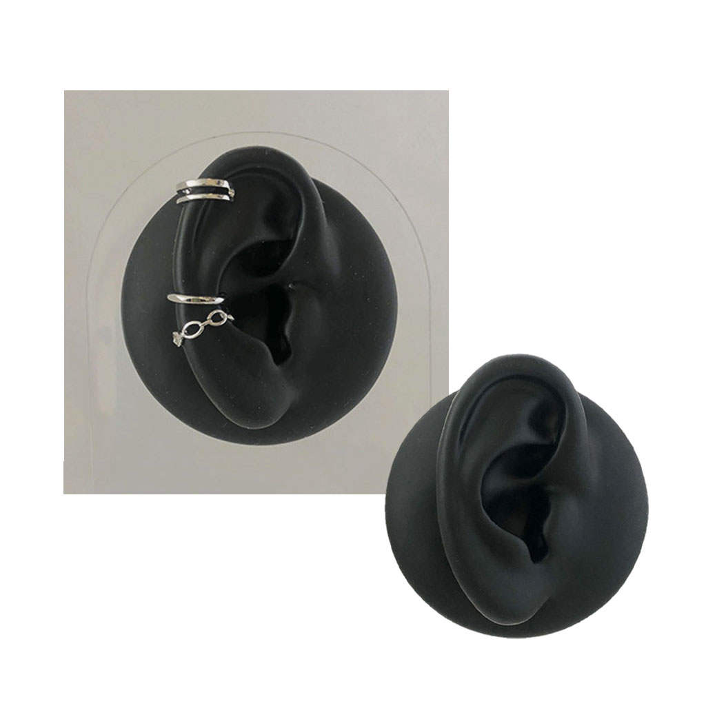 Simulation Ear Model Silicone Body Model Soft Black Relaxing Props for Jewelry Display Ear Studs Ear Massage Teaching Tool Asmr