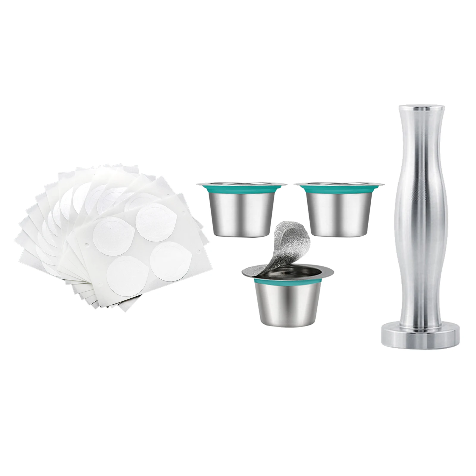 Refillable & Reusable Coffee Capsule  Espresso Powder Hammer Spoon Set