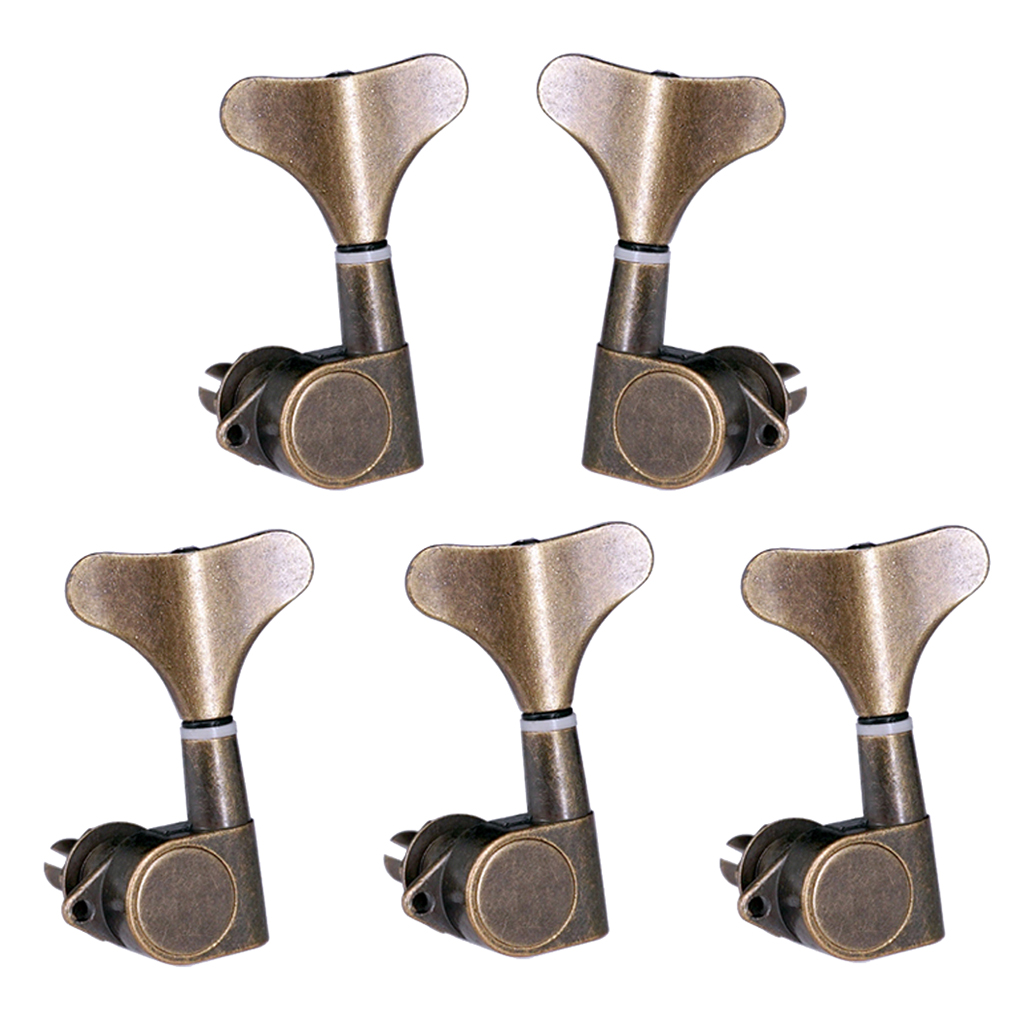 5 Pack of Electric or Acoustic Guitar String Tuning Pegs Machine Head (4 for Left + 1 for Right), Bronze, 2.17-2.20 inch