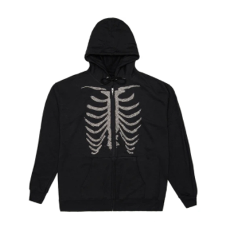 skeleton moletom com capuz rhinestone