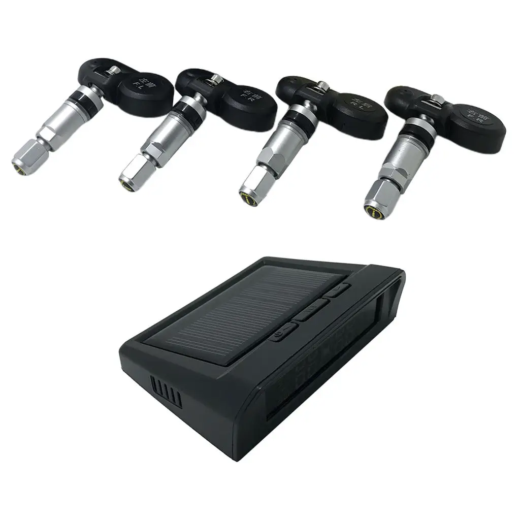 Car LED Display TPMS Tire Pressure Monitoring System with 4 Internal Sensors solar + USB Charging