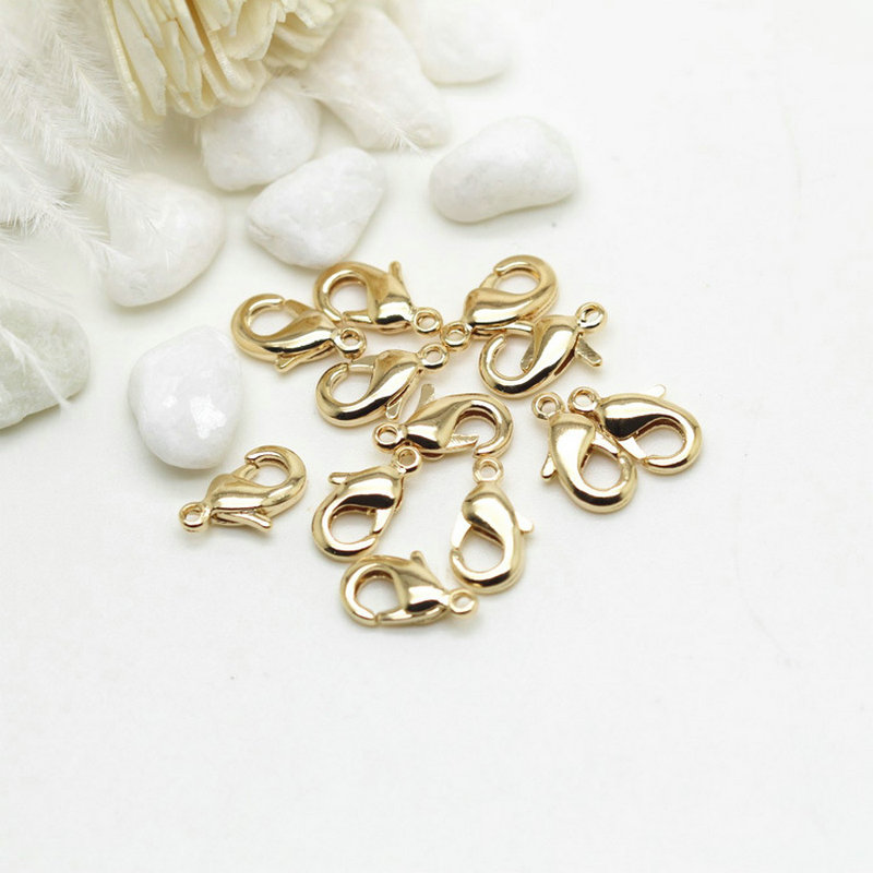 10 Stück 20 Stück 14 Karat vergoldet, 10 mm, 12 mm, Karabinerverschlüsse für Schmuckherstellung, handgefertigte DIY-Armbänder, Halskettenverschlussbeschläge – Detail 1