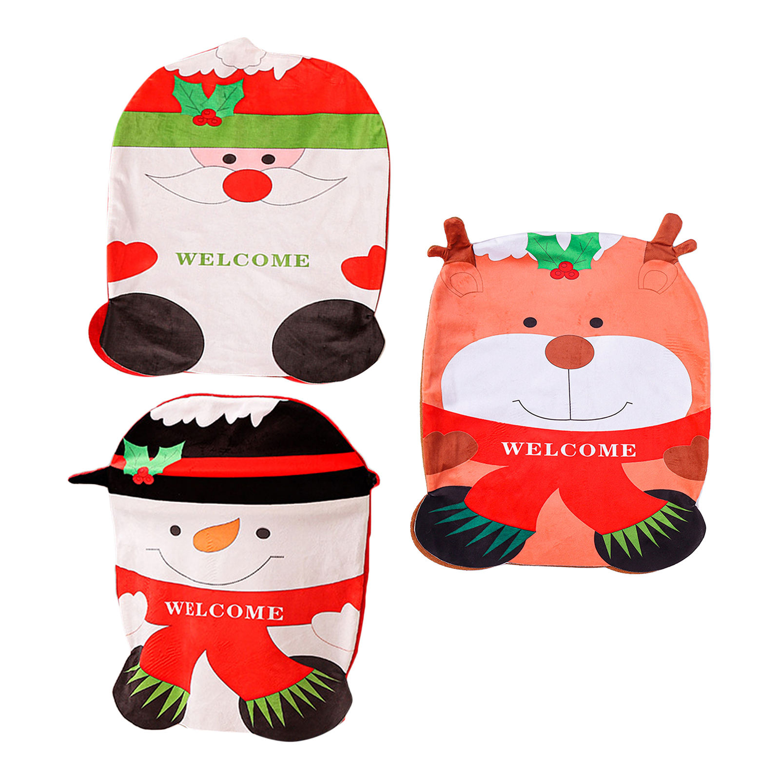 Christmas Chair Cover Lovely Design Suede Backrest Covers Elk Vivid Image Slipcover Decor Seasonal Snowman for Party