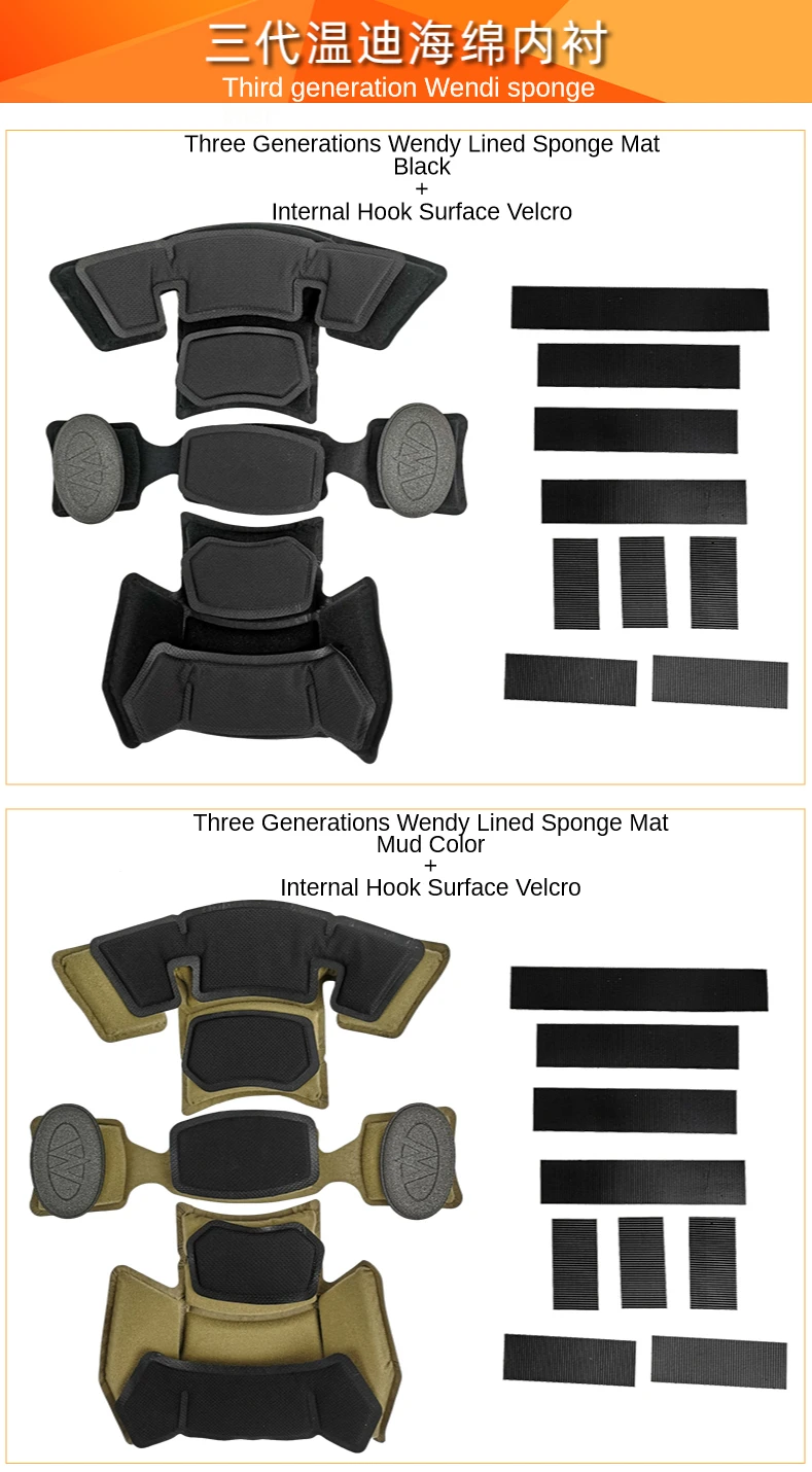 Gen 3 Tactical Helmet Spongy Pad Cushion Magic Stickers for WENDY Helmet 