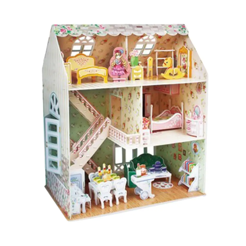 DIY Wooden Doll House Kits 1/24 Miniature Dollhouse Furniture Kit Handmade Mini Villa Loft Buildings Model Hand Toys for Kids