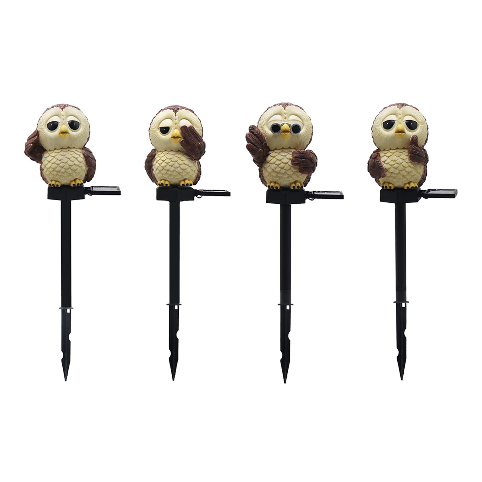 Decorative Cute Baby Owl Figurine Solar Garden Stake Lights Path Decoration, Energy Saving