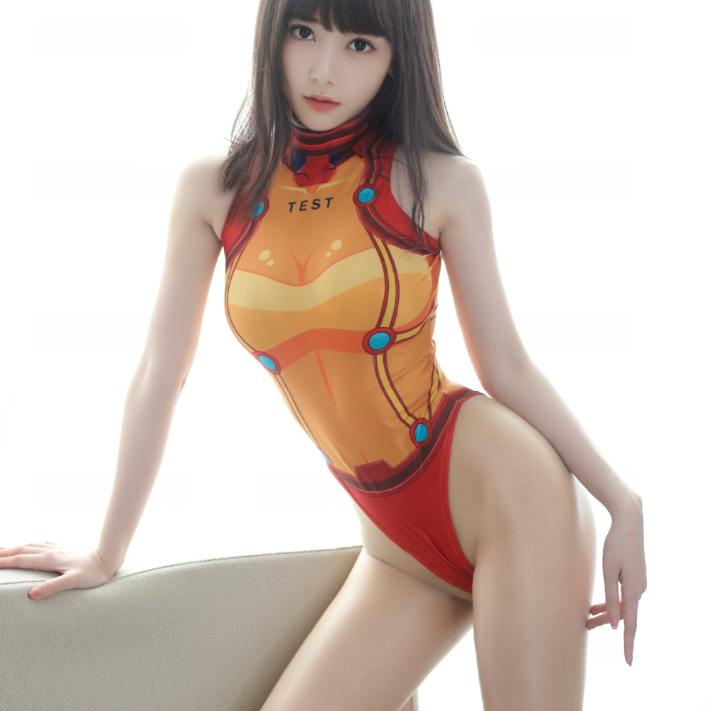 2pcs Set Anime Cosplay Asuka Langley Soryu Bodysuit Sexy Costume Women Halloween Erotic Lingeire Turtleneck Sleeveless Underwear Teddies Bodysuits Aliexpress