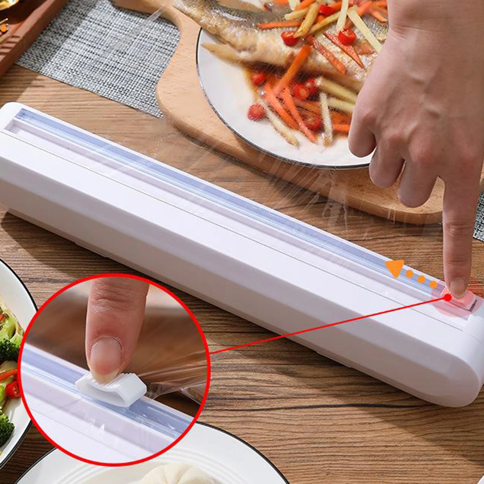 Food Wrap Dispenser Foil Cling Film Cutter Storage Holder Box for Kitchen