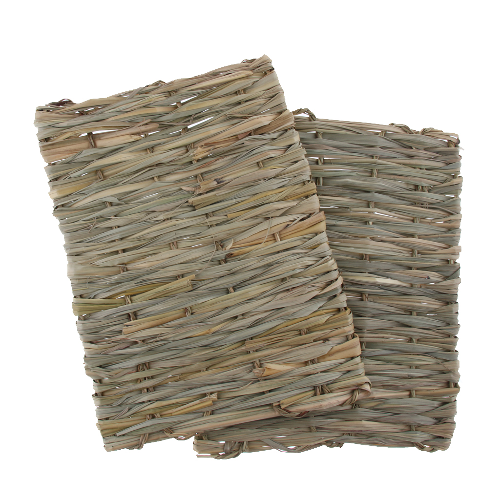 Handwoven Straw Cage Mat Sleep Bed and Chew Toy for Small Pet Rabbit Hamster