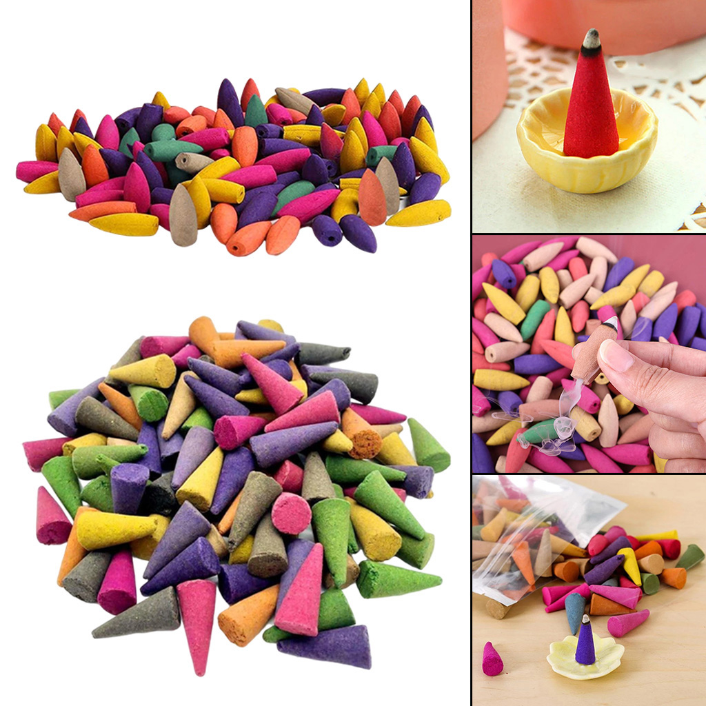 Multi-color Backflow Incense Cones Natural Scents for Home Bedroom Yoga Room Relaxation
