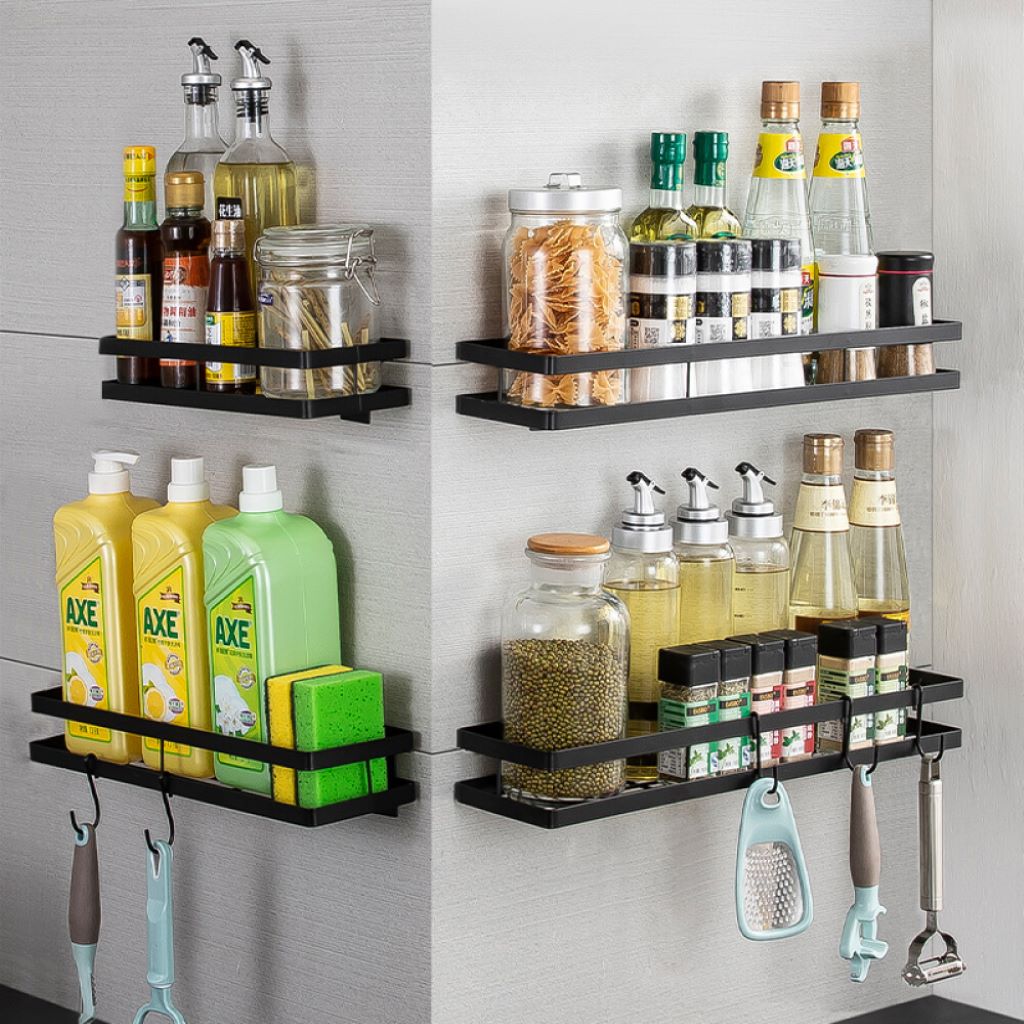 Stainless Steel Storage Rack Shampoo Holder Toothpaste Organizer Black