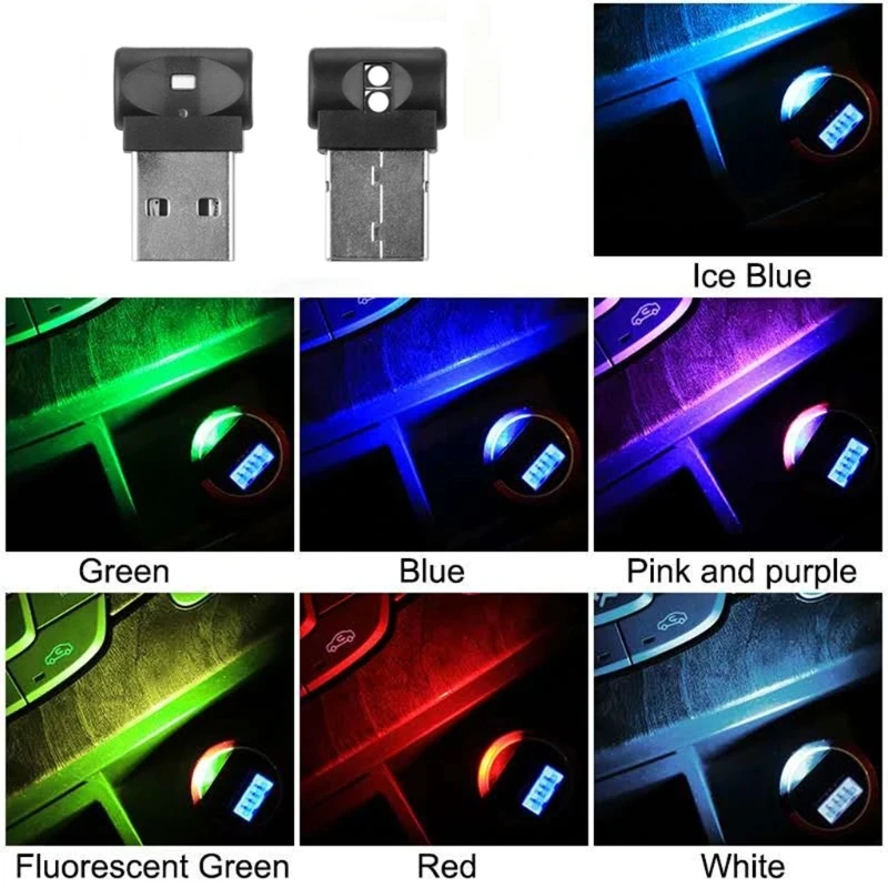 Mini USB Light Universal Car Interior Car Light Night Light per Car Interior Home Party ZUHANGMENG 7 colori Atmosphere Light 