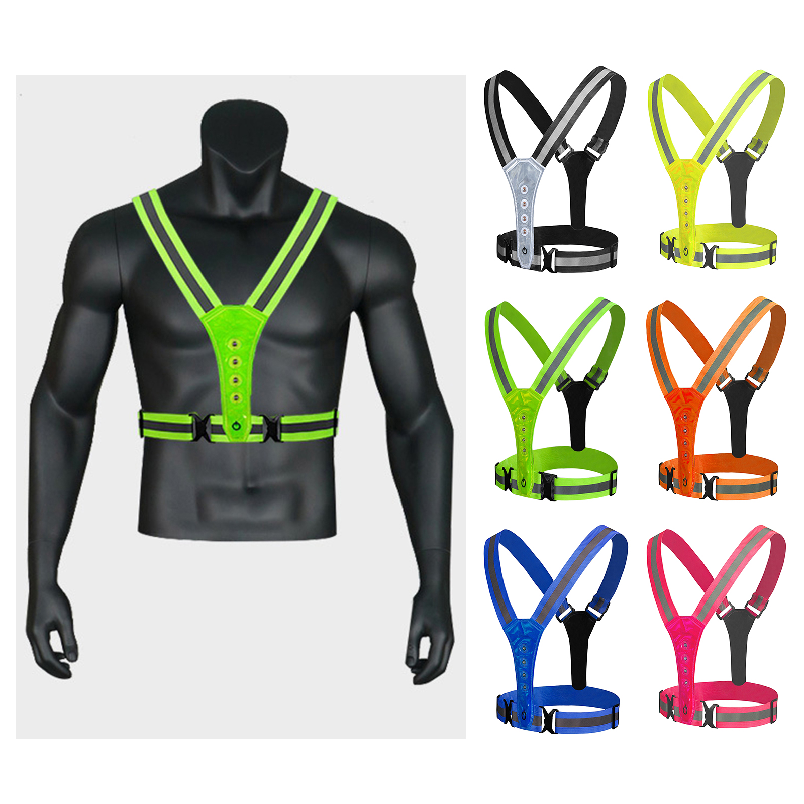 LED Reflective Running Vest, High Visibility Warning Lights for Runners,