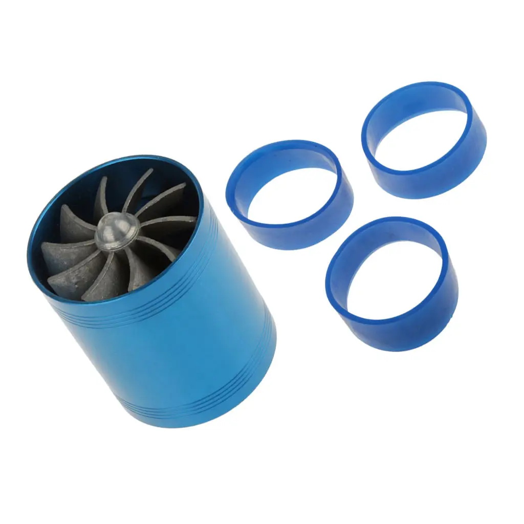 65mm Fuel Gas Saver Air Filter Intake Double Supercharger Turbine Turbo Fan
