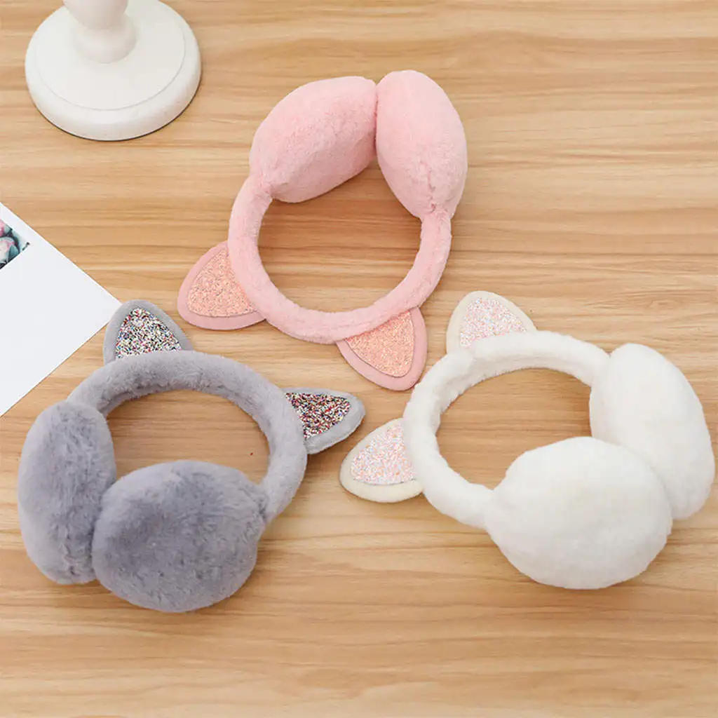 Cute Plush Ear Muffs Warmer Headband Cold Earflaps Foldable Ear Warmers Cosy Fashion for Winter New Year'S Day Kid Girls Women
