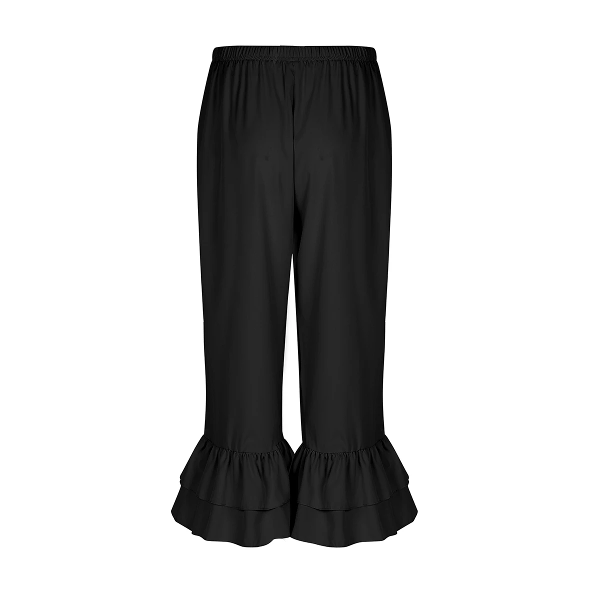 Women Ladies Sweet Dance Trousers Retro Vintage Elastic Waist Ruffles Hem Pantaloons Bloomers Underpants Victorian Era Costume capri trousers