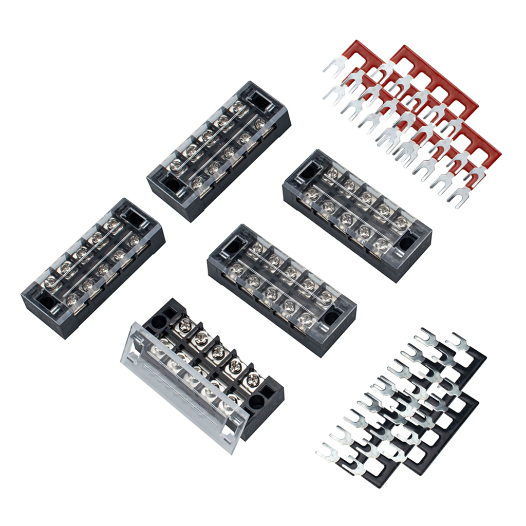5 Positions Screw Terminal Strip Blocks Barrier 10pcs Jumpers Easy Install