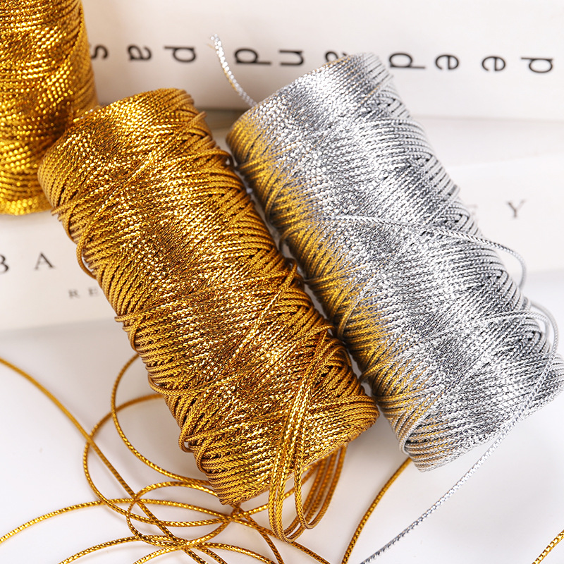 100 m Schnur, Basteln, DIY, Gold, Silber, Seil, Nähschnur, gedrehter Faden, Heimtextilien, Dekoration, Party, Makramee-Schnur, Seilband, 1,5 mm – Detail 6