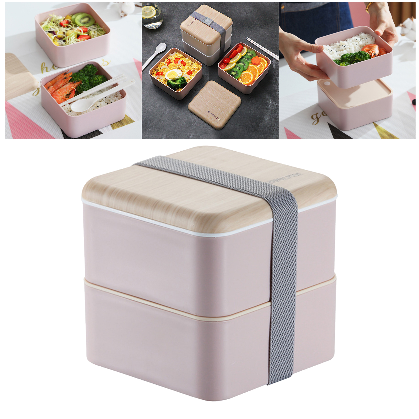 Lunchbox Snack Containers With Chopsticks and Spoon Meal Prep Containers for Office Worker Children Adults