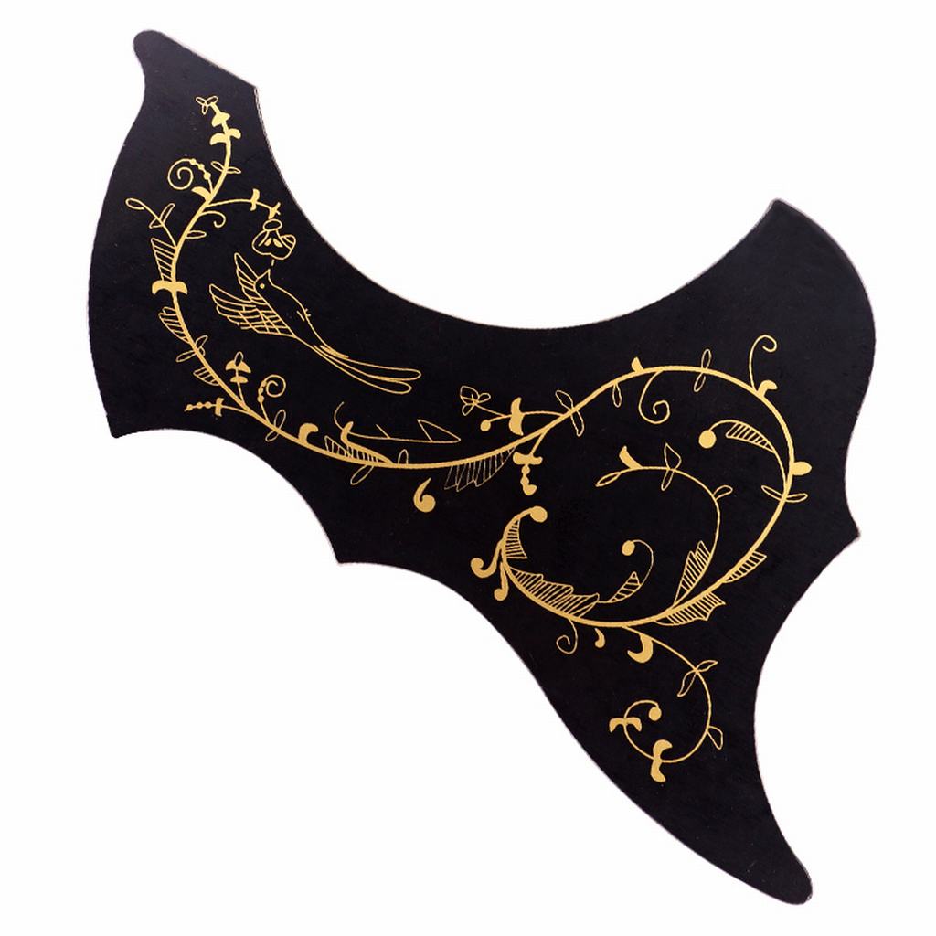 Left Right Handed 40/41'' Folk Guitar Pickguard Scratch Plate Black+Gold