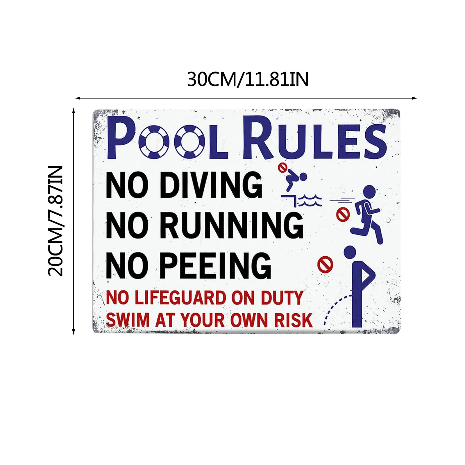 None/Brand The Pool Rules Sign Swimming Pool Sign Metal Teal Sign Wall Decoration 
