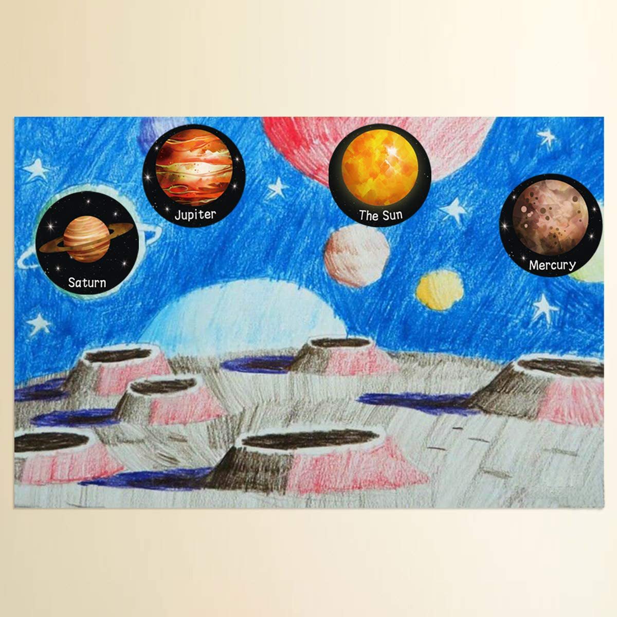 100–500 Stück runde Universum-Aufkleber für den Weltraum, Sonnensystem, Erde, Mars, Jupiter, Planet, DIY, Versiegelung, Party-Abziehbilder, Schreibwaren – Detail 3
