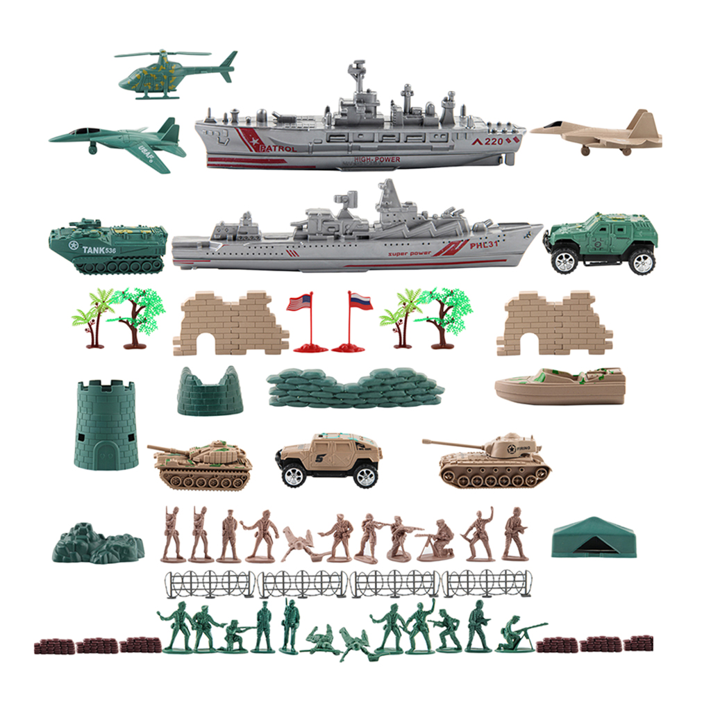 Pack of 57  Combat Soldiers Figures with Accessories Kids Toy Set