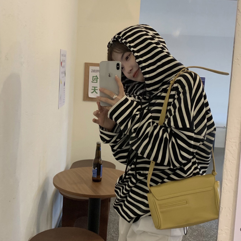 Striped Women Hoodies Sweatshirt Autumn Female Hooded Tops Casual Long Sleeve Ladies Pullovers Harajuku Basic Woman Hoodies