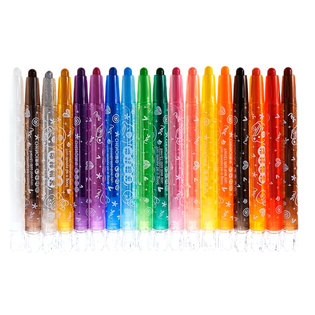 18 Colors Children Non-Toxic Washable Rotating Rolling Crayon Pastel Marker Pen