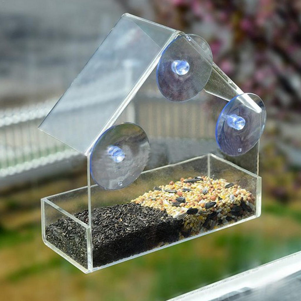 Clear Acrylic Window Bird Feeder Suction Cup Fit to Glass #2