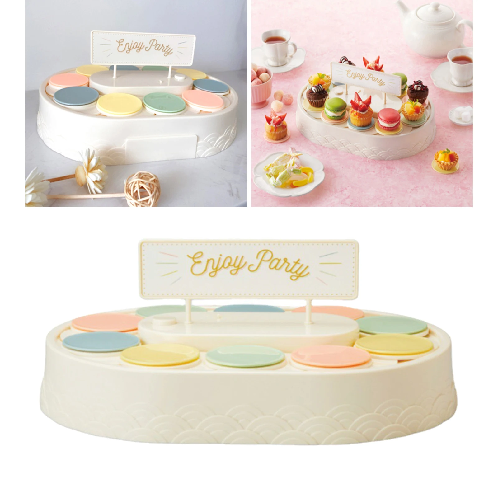 Battery Operated Rotating Macaron Stand 10 Tray Dessert Chocolate Sushi Tray Holder for Birthday Festival Event Banquet Party