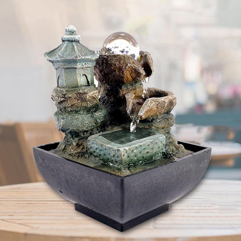 Tabletop Water Fountain Water Fountain Waterfall Fountain Zen Meditation Indoor Waterfall Chinese Fengshui Ornaments