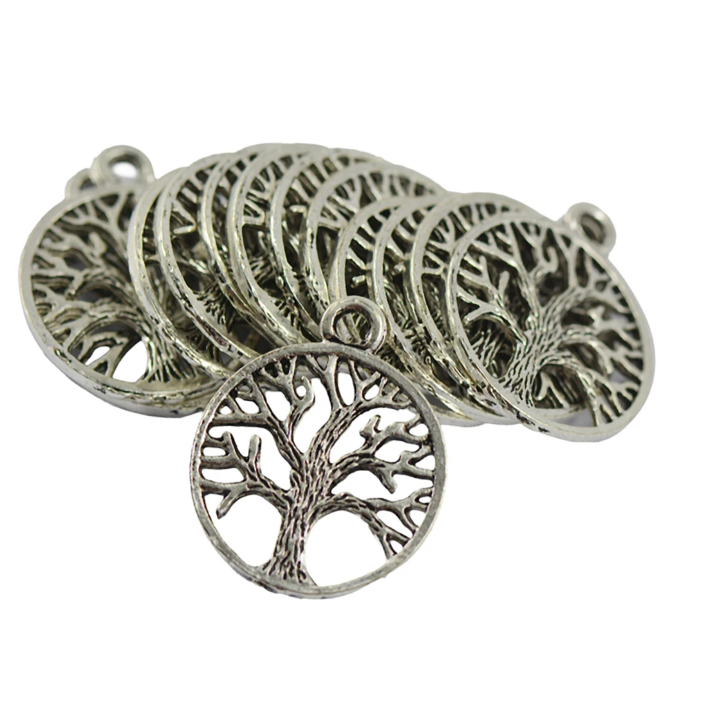 30 Tibetan Silver Tree of Life Charms Pendants Necklace DIY Jewelry Findings