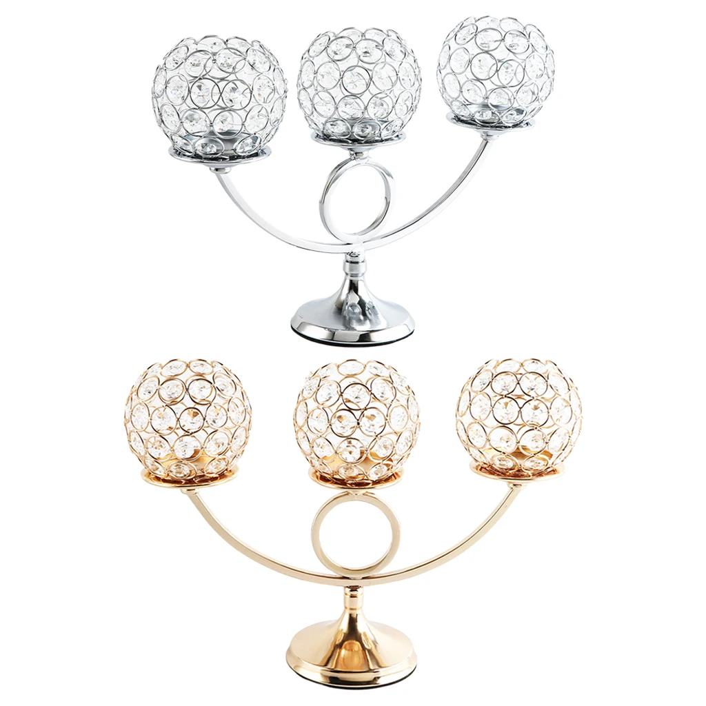3 Arms Crystal Candelabra Candle Holders Dining Table Decor Wedding Centerpiece 
