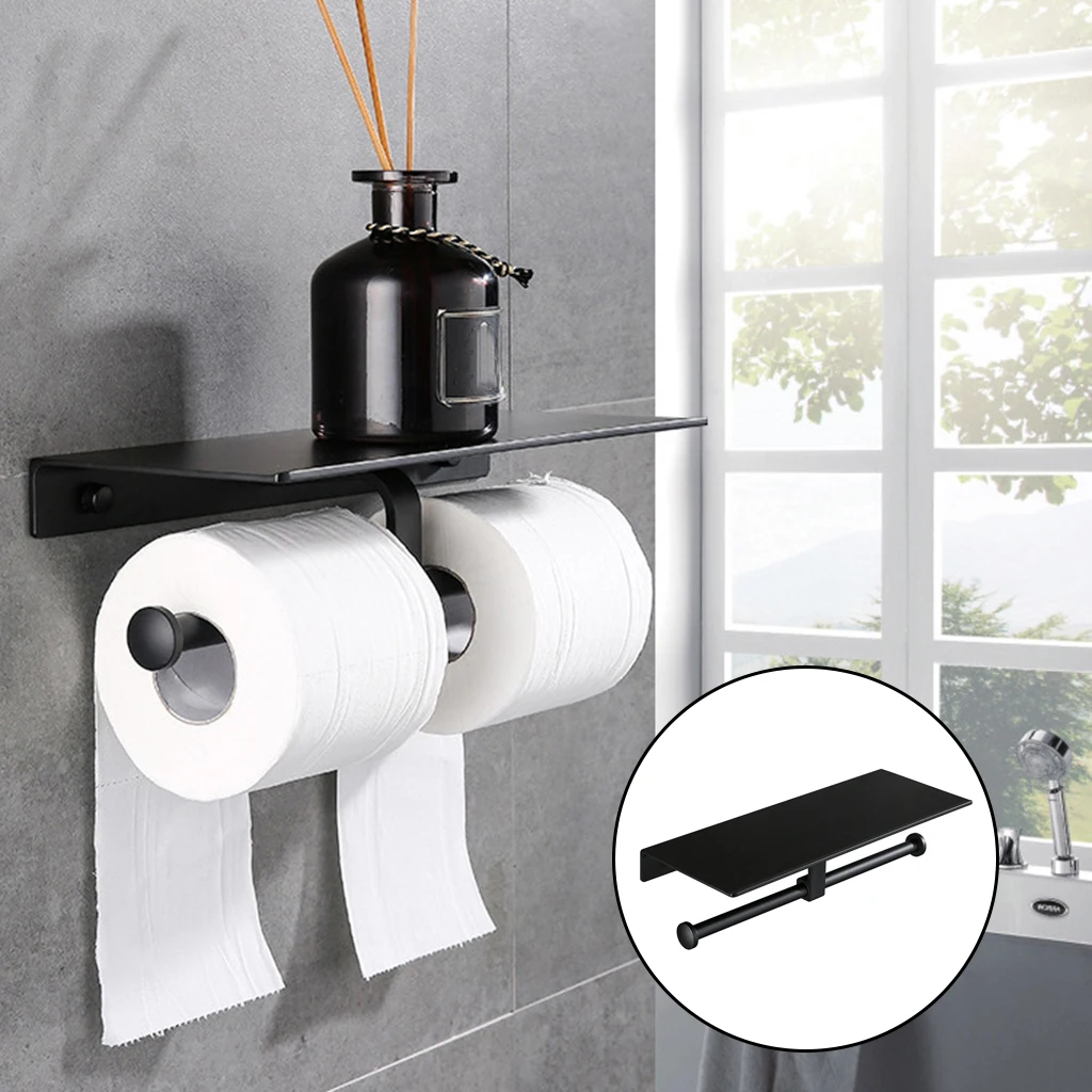 JS NOVA JUNS Toilet Paper Holders Industrial Paper Toilet Roll Holder Washroom Double Industrial Pipe Paper Tower Holder Wall Mount for Bathroom 