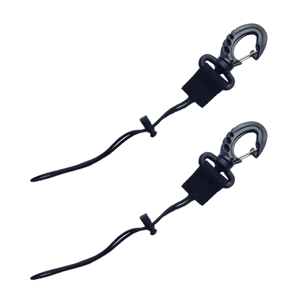 2 Pieces Scuba Diving Plastic Swivel Spring Snap Hook Clip with Rope