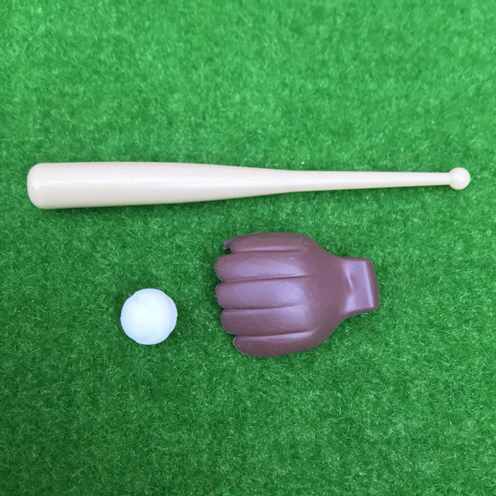3Pcs 1/12 Doll House Miniature Baseball Bat Glove & Ball Simulation Accs