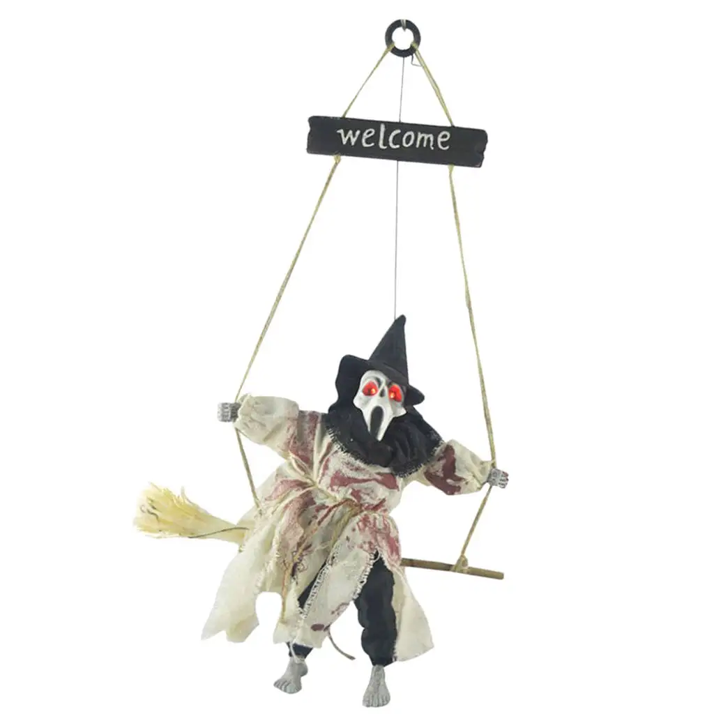 Broom Witch      with Light and Creepy Sound Halloween Prop Decor