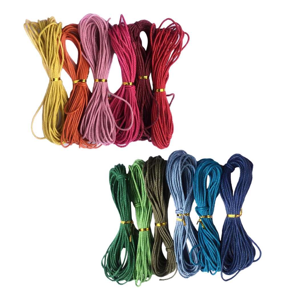 12pcs 2mm Twist Waxed Cotton Cord Beading Jewelry Making Crafting String Rope