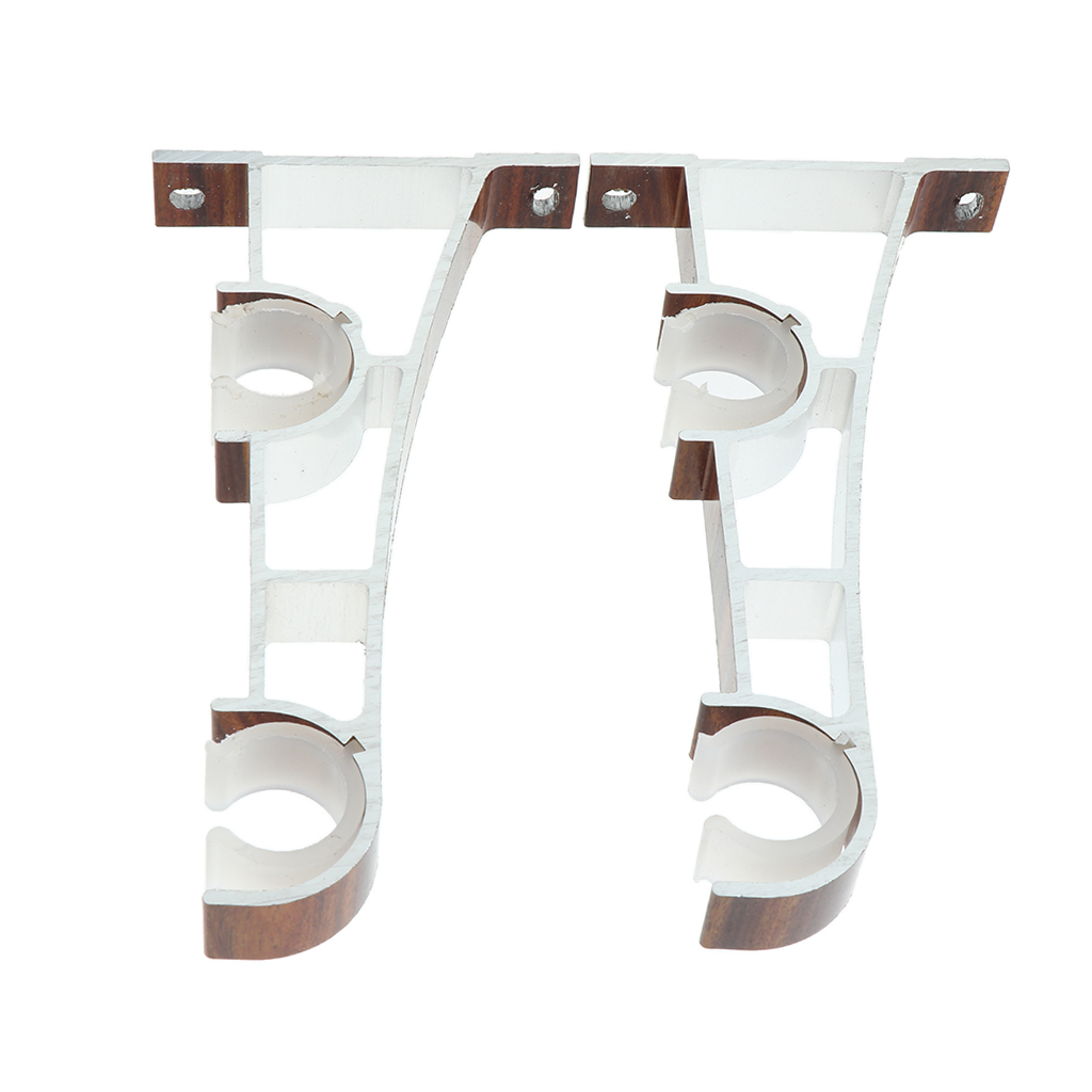 2 Pieces/ 1 Pair Aluminum Alloy Double Window Curtain Rod Bracket Holder Ceiling Mounted for Diameter 2.8cm Rod