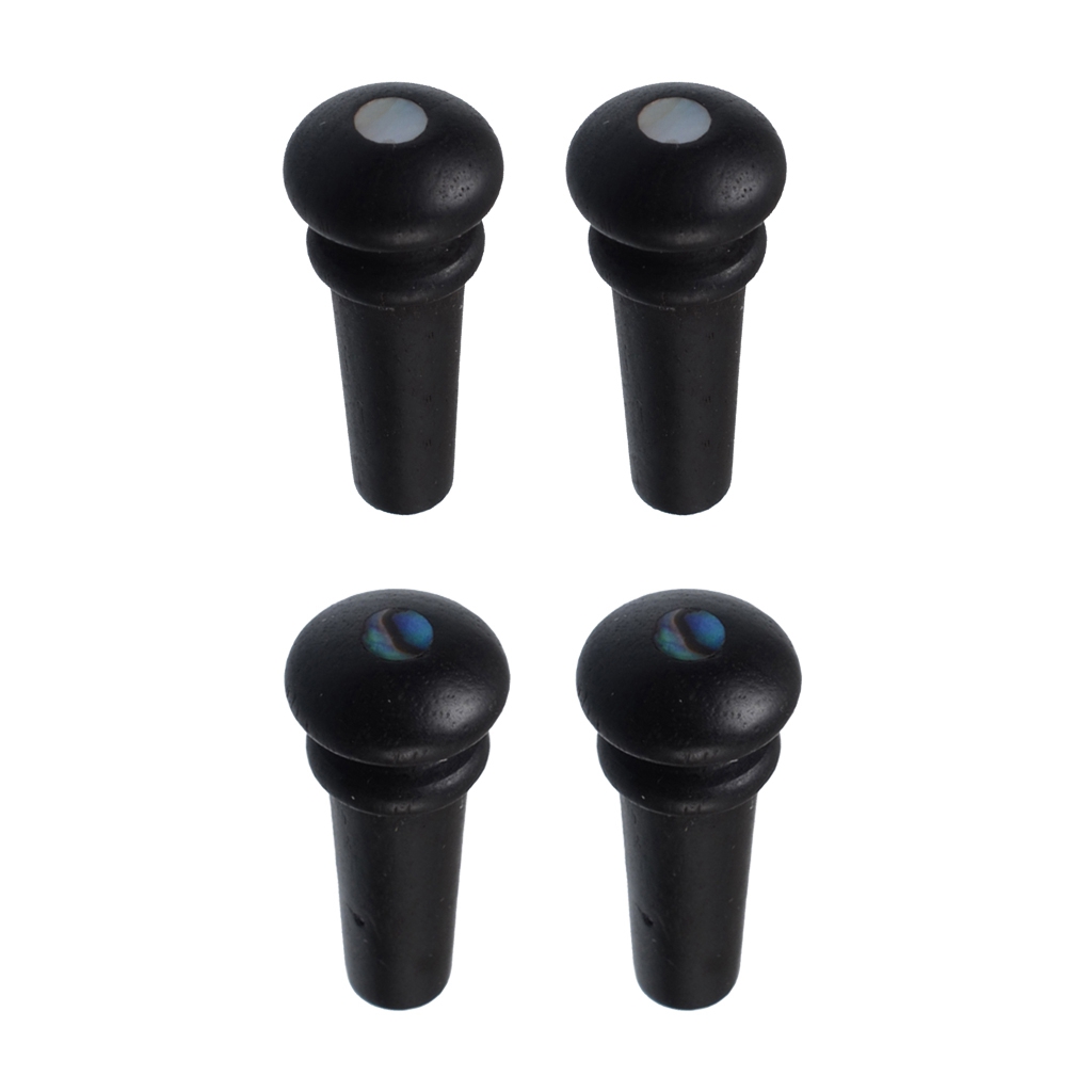 2 Pcs Black Ebony Acoustic Guitar Endpins with Shell Dot Inlay Guitar Pins Stringed Instrument